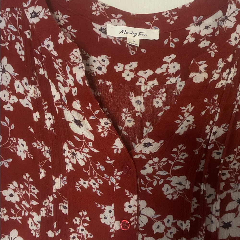 Floral Women's Top, Monday Fun, medium, rust and black - Picture 3 of 5